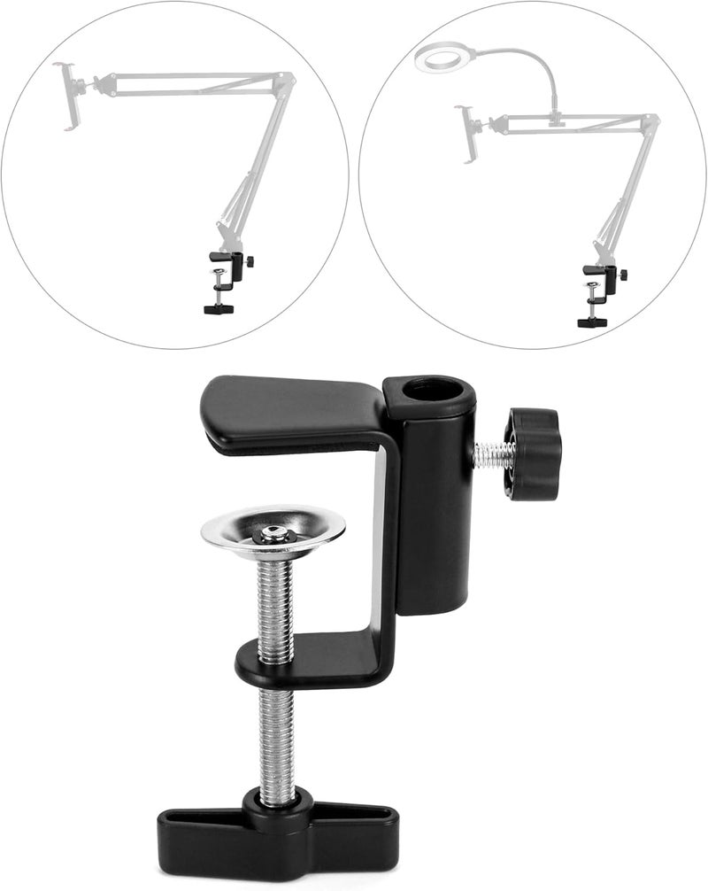 QWORK Universal Desk C-Clamp with 1/2" Thread Hole, 4 Pack Adjustable Metal Mounting Table Clamp, Desk Light Clamp Mount Holder for Swing Arm Magnifying Desk Lamp Microphone Camera - Image 3